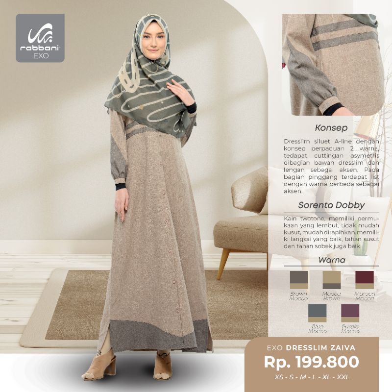 gamis busui - gamis rabbani - dresslim rabbani - gamis kombinasi - gamis katun - exo dresslim zaiva 