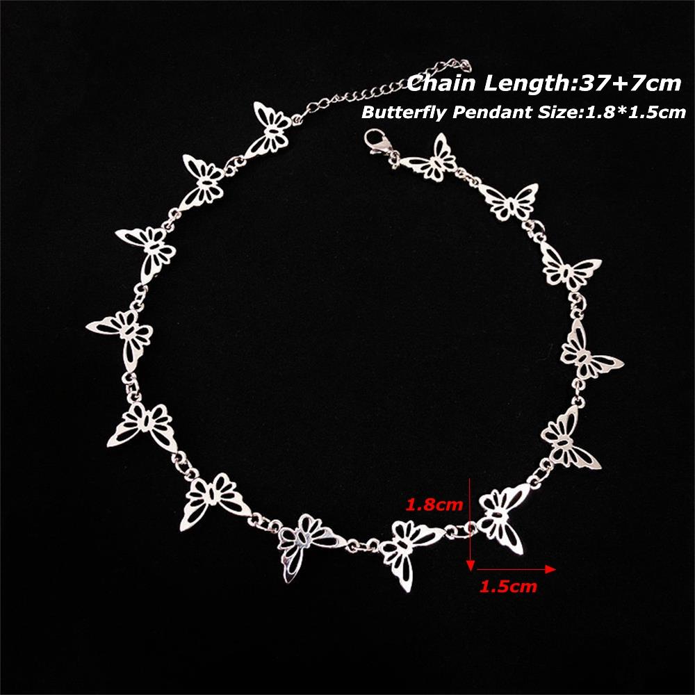 Lily Berongga Hati Kalung Wanita Pria Perak Stainless Steel Kerah Punk Choker