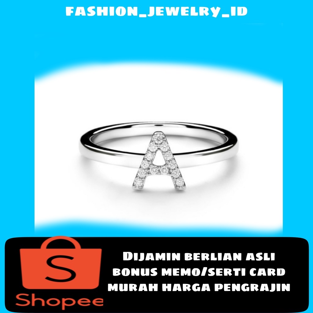 Cincin huruf cincin inisial emas putih berlian eropa