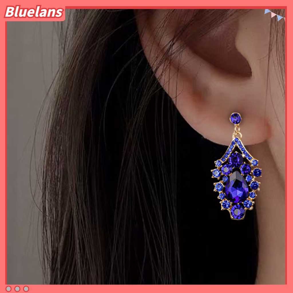 1 Set Kalung Anting Berlian Imitasi Bentuk Tetesan Air Geometris Dapat Disesuaikan Untuk Pernikahan