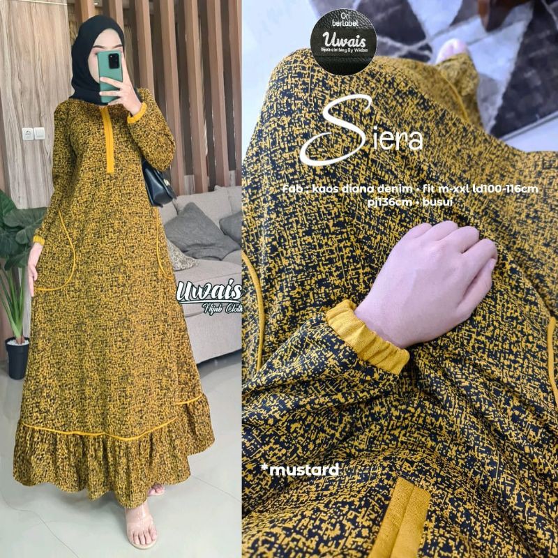 SIERA BY UWAIS/gamis/gamis solo/gamis kaos denim/dres/gamis maxi/gamis murah/uwais