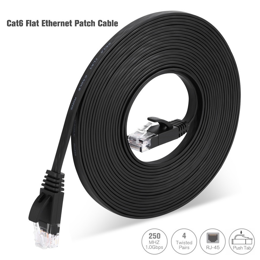 FLAT 10M Kabel LAN Ethernet Cable UTP CAT6 RJ45 1.5M 5M Internet komputer pc cctv laptop Premium pintu