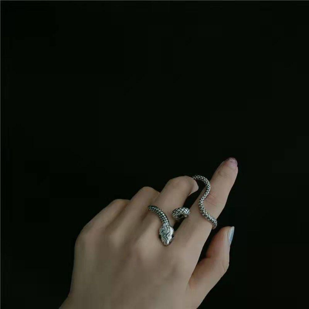 Mxbeauty Wanita Pria Cincin Punk Adjustable Pesta Ular Mendominasi Perhiasan Fashion