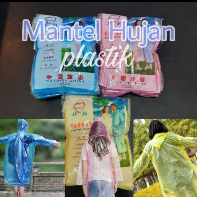 Mantel Hujan Model Plastik Warna Ponco Travel Hiking Camping Praktis