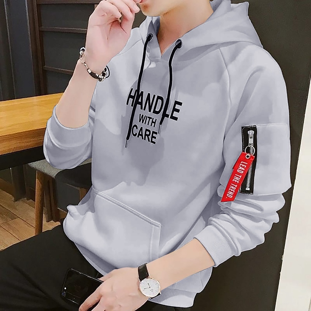 Sweater Hoodie Handle Pria Outerwear Cowok Fashion Pria Kaos