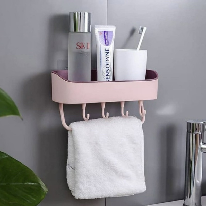 RAK TEMPEL KAMAR MANDI Tanpa Bor / Rak Gantung / Gantungan Toilet Handuk Sampo Odol Sabun Organizer