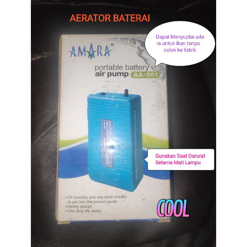 Aerator (Pompa udara) Bertenaga Baterai untuk Aquarium dan Kolam