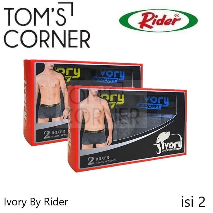 CELANA BOXER PRIA ISI 2 CELANA DALAM IVORY BY RIDER IV203 BAHAN BERKUALITAS
