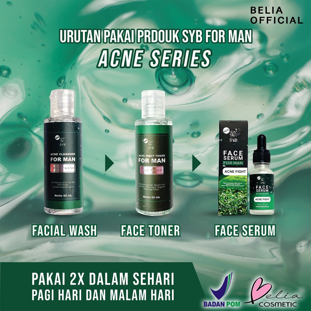 ❤ BELIA ❤ SYB Facial Wash For Man 60ml Daily &amp; Acne | Cleanser | Acne | Pembersih Wajah | BPOM
