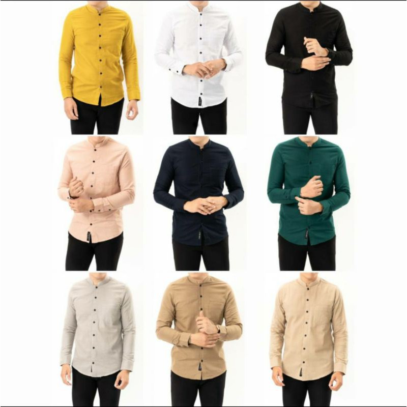 Kemeja Pria Kerah Shanghai Polos / Kemeja Cowo / Kemeja Murah Bagus / Kemeja Pria Slimfit