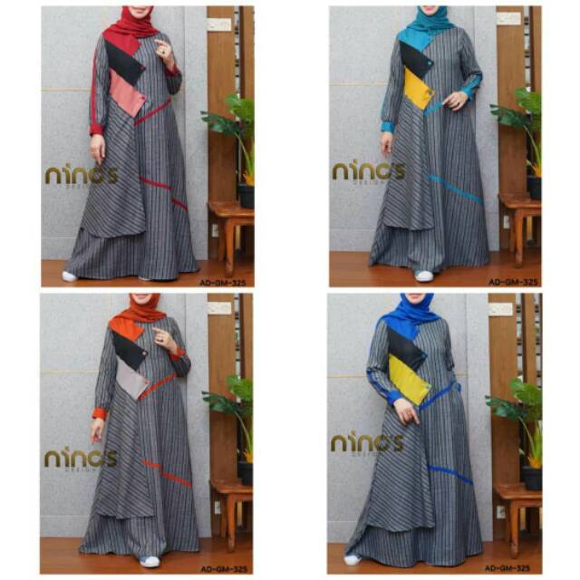 Gamis wanita ory ninos motif salur