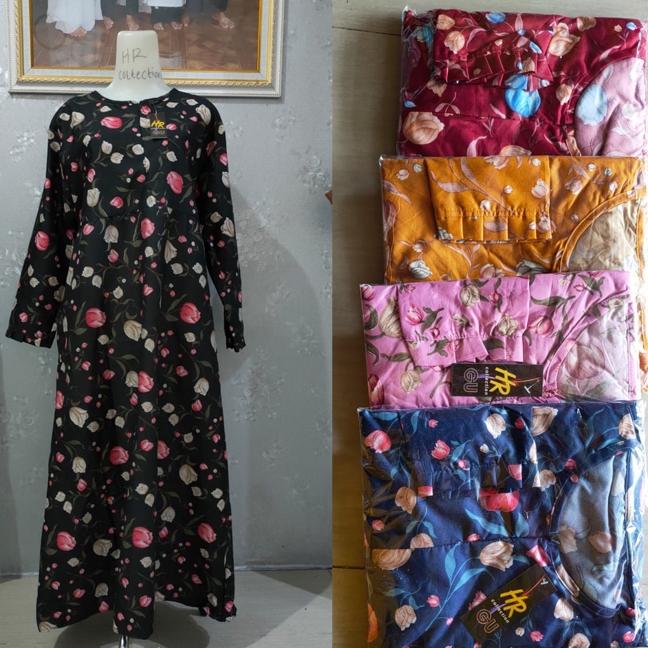 Gamis Katun Busui / Baju Gamis Motif Resleting Jepang / Dress Terbaru 2021 Jumbo Dewasa-Tulip Pink