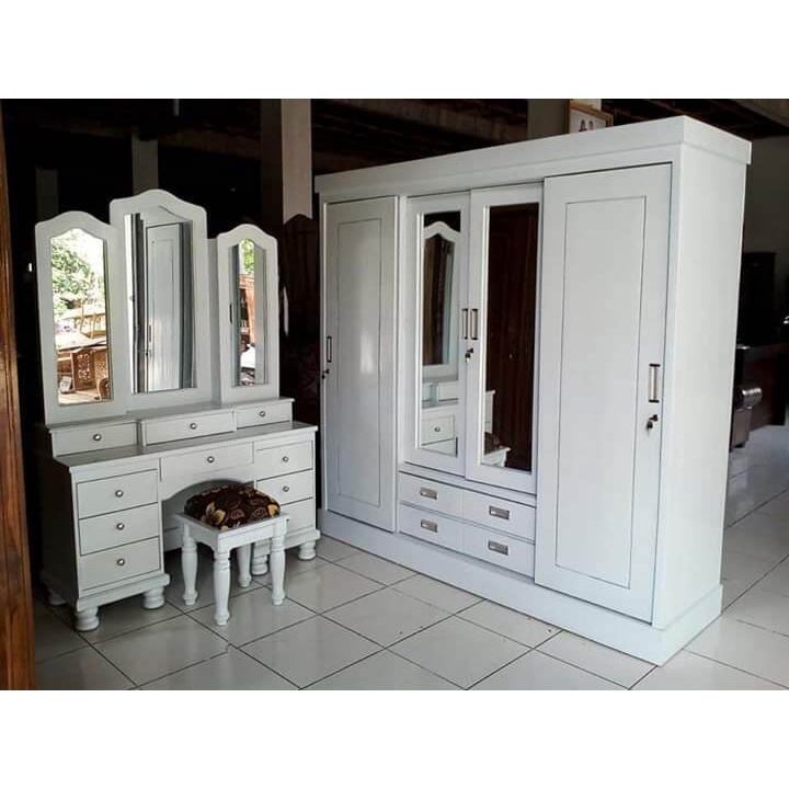 lemari pintu 4 sleding duco kayu jati, harga hanya untuk lemari