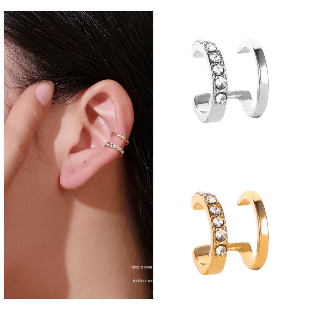 Anting Klip Geometris Untuk Wanita Dan Pria /Anting Jepit Fashion Import