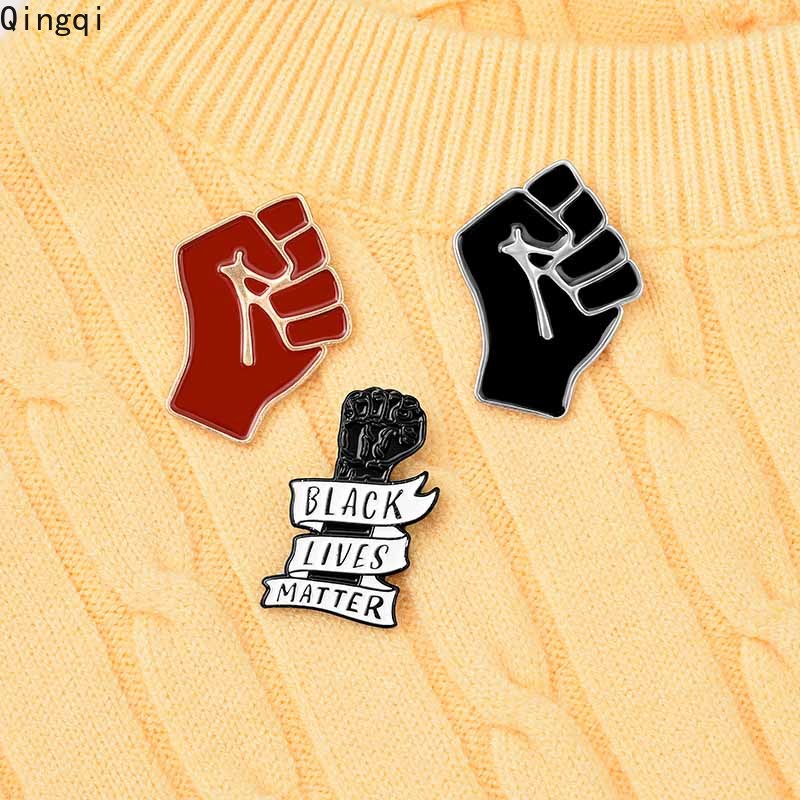 Bros Pin Enamel Desain Tinju Black Lives Matter Power Raised Justice Untuk Hadiah Teman