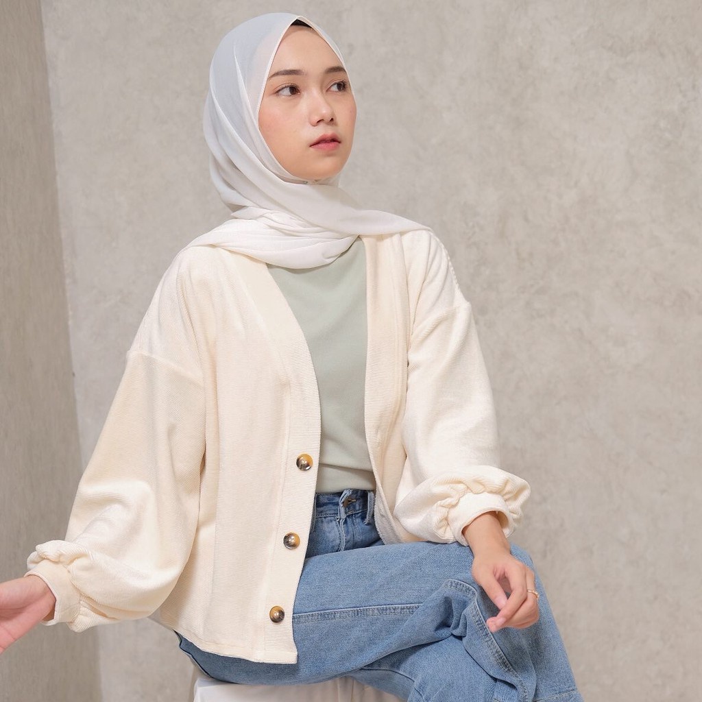 Jaket Sweater Hoodie Women Pakaian wanita Sweater Oversize Outer musim Semi-CARDIGAN PEACH