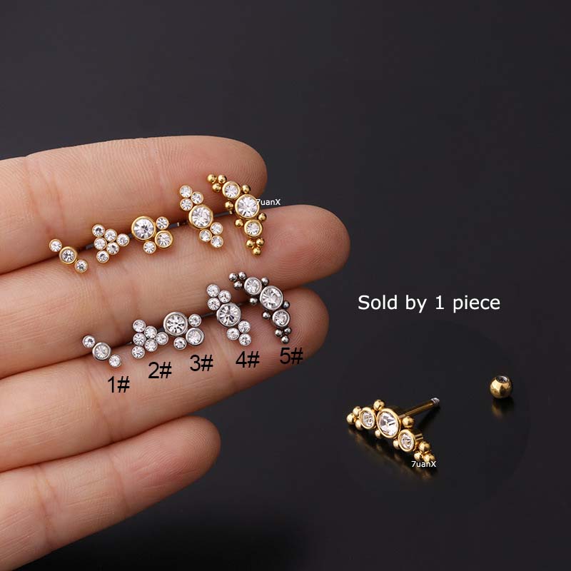 1pc Anting Tindik Tulang Rawan Telinga Bahan Stainless Steel 16gauge Gold Silver