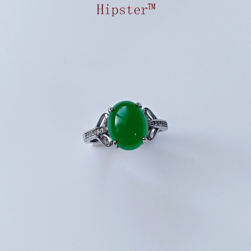 Korean Style Fashion Temperament Personality Platinum Emerald Ring