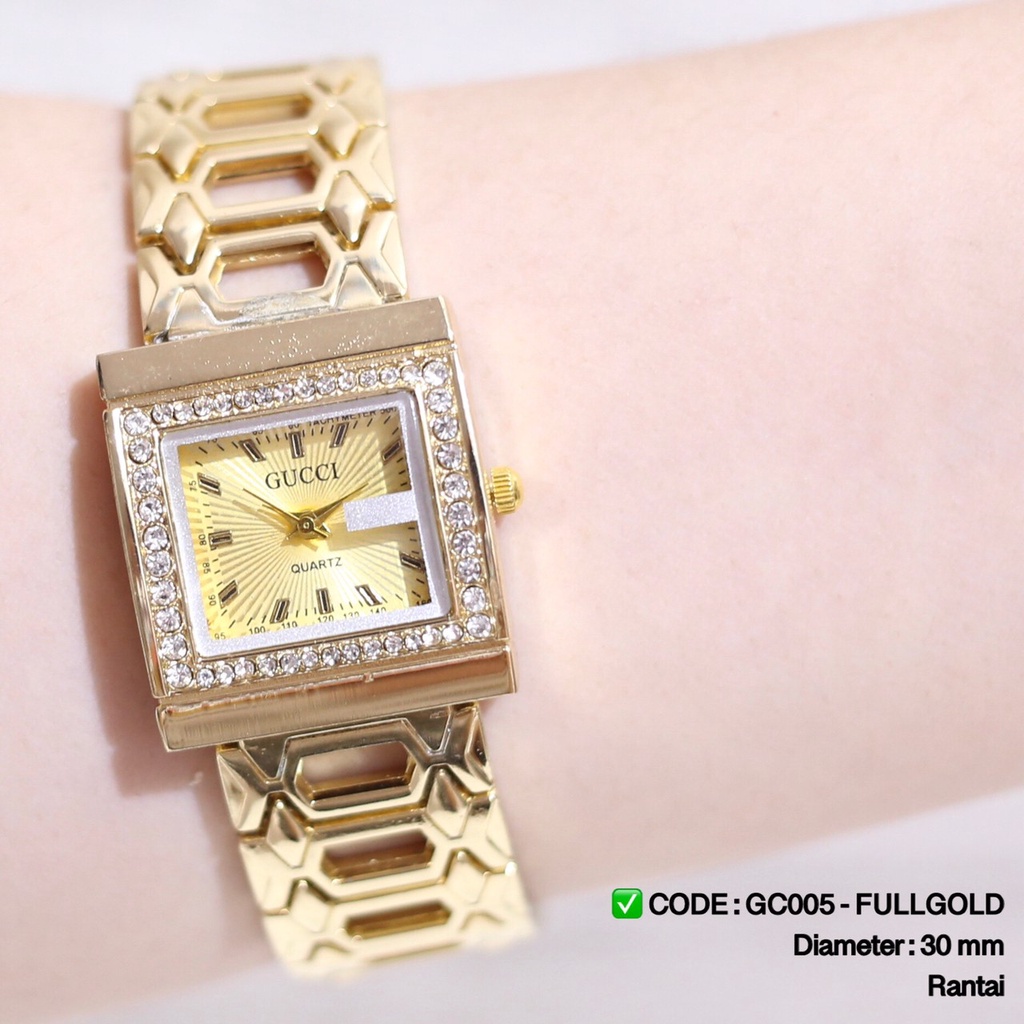 Jam tangan GUESS rantai wanita fashion cewek termurah grosir ecer stainless GR001-GC022 FULLGOLD
