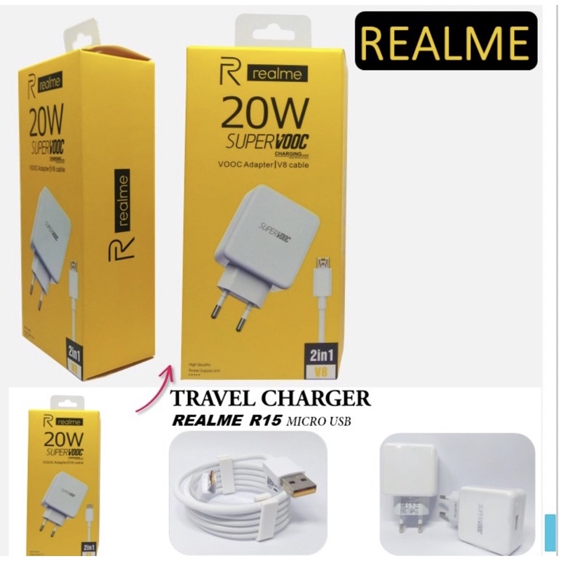 Charger Realme 20W Original 100% Fast Charging SuperVooc Micro USB dan Type C