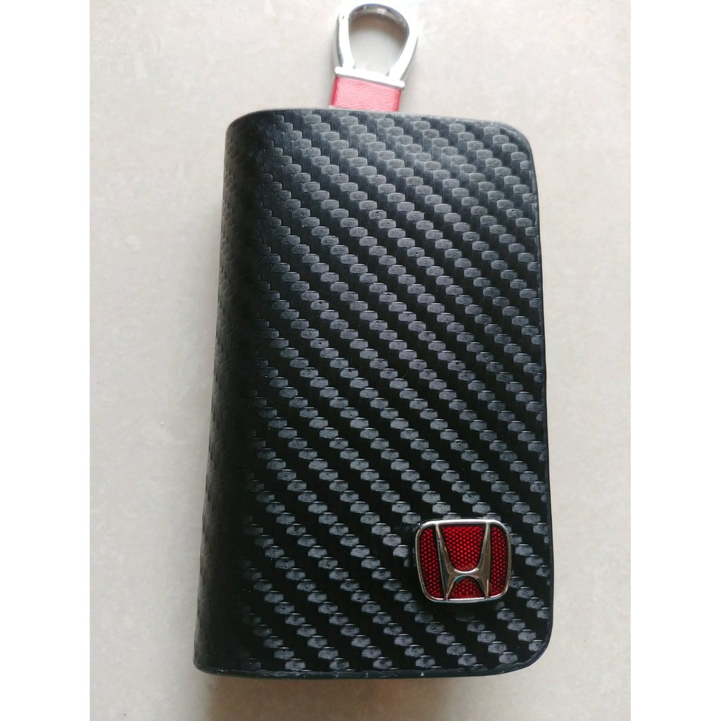 dompet stnk + gantungan kunci remot mobil MOTOR motif carbon logo honda