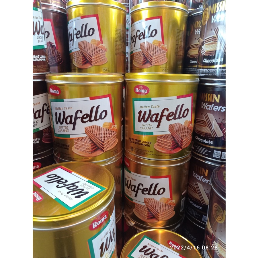 

ROMA WAFELLO WAFER BUTTER CARAMEL - COKLAT CAN 228GR