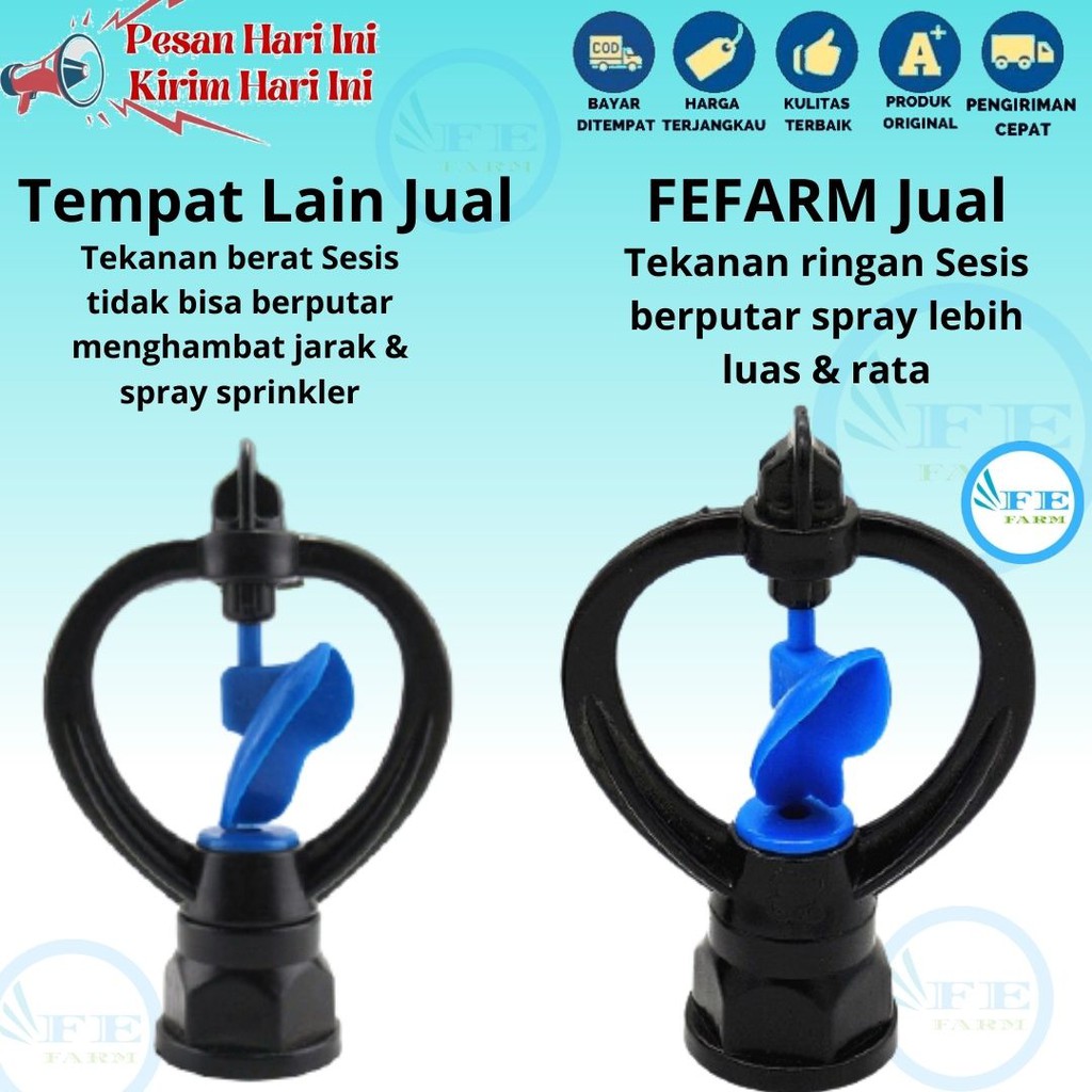 DN15 Sprinkler Irigasi Air Taman 360 Derajat Butterfly Sprinkler