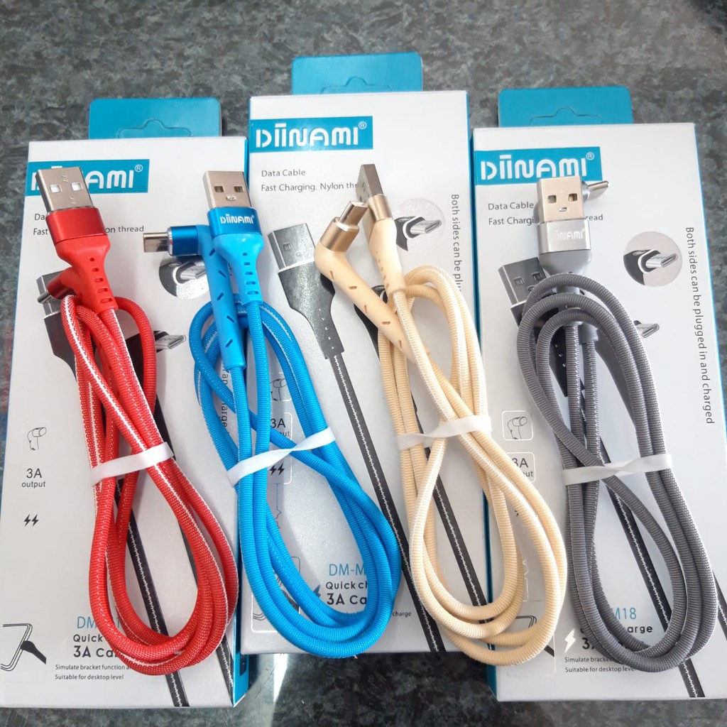 Kabel gaming kualitas premium fast charging gaming bisa data Diinami DM-M18 Fast Charging Tali sepatu flexible awet