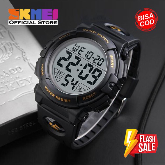 100% ORIGINAL SKMEI Digital Men Watch Jam Tangan Pria Anti Air 50m Karet PU Strap Flash Sale Murah