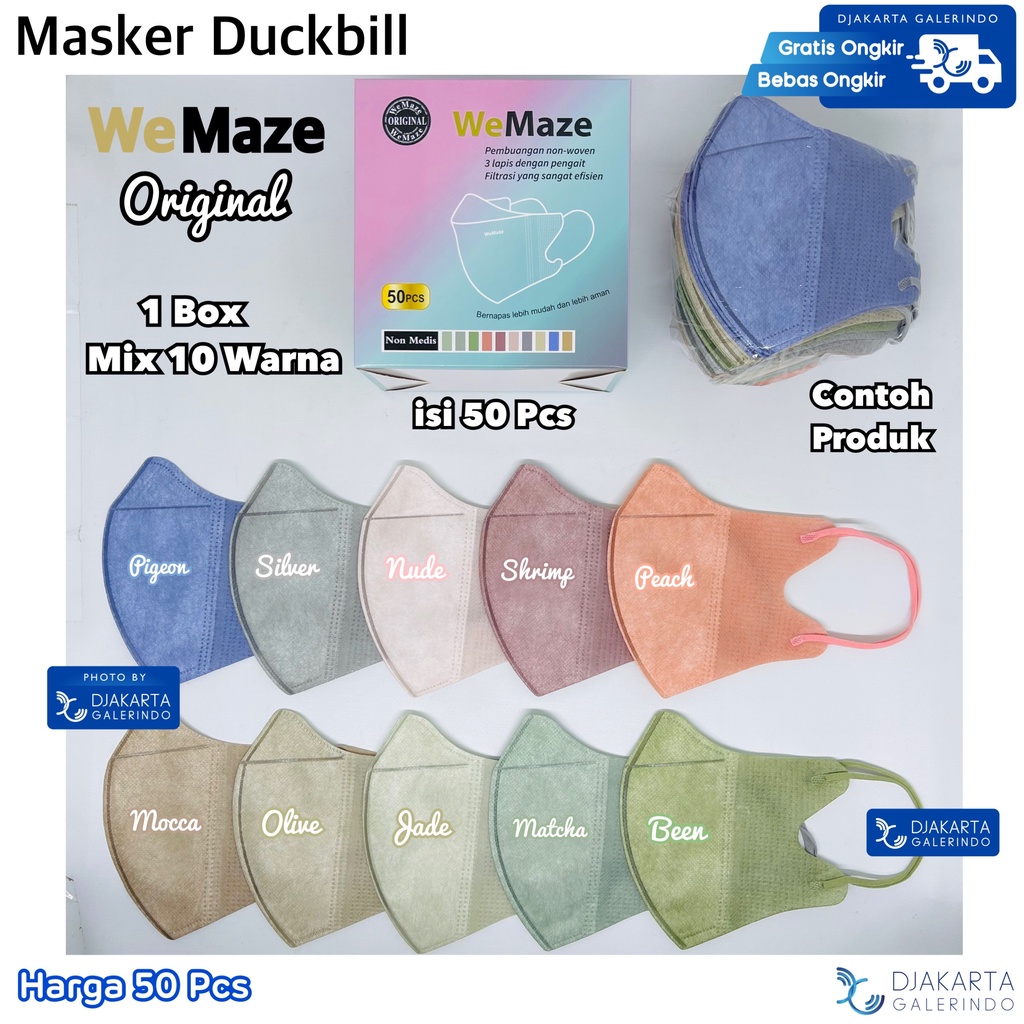 Masker Duckbill WeMaze Mix Warna 10 Warna 1 Box isi 50Pcs