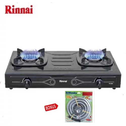 Rinnai RI202S Kompor Gas 2 Tungku FREE Paket Miyako Selang Regulator Gas Meter