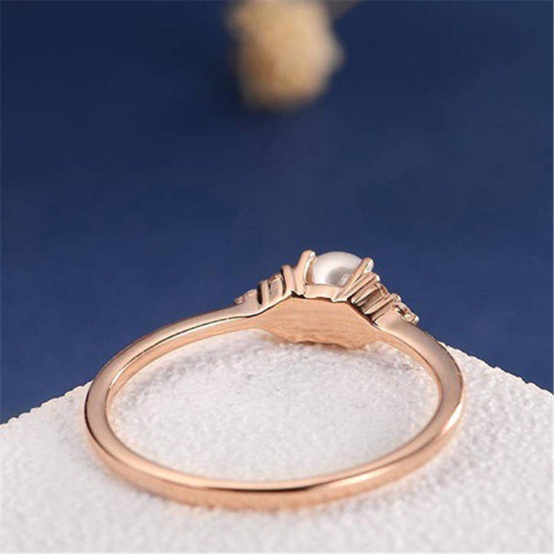 Gaya Baru 18K Rose Emas Plated Cincin Mutiara 925 Perhiasan Perak