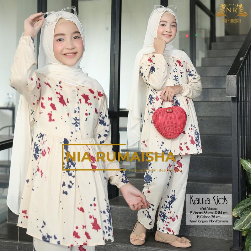 Setelan Anak #1 Motif Polsa / Falfa / Mia Rainbow / Gaida / Granada / Grenty / Shafa / Nagita / Metta / JK / Leopard / Khaula / Joela / Jihan / Jannah / Rasya / Rose / Jofa / Rinaya / Jannati / Ulfa / Moza Original Nia Rumaisha-Khaula Kids