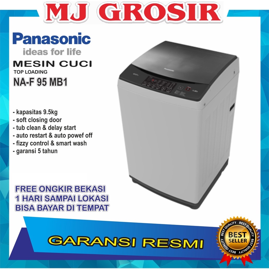 MESIN CUCI 1 TABUNG PANASONIC NA-F 95 MB NAF95MB TOP LOADING 9.5 KG