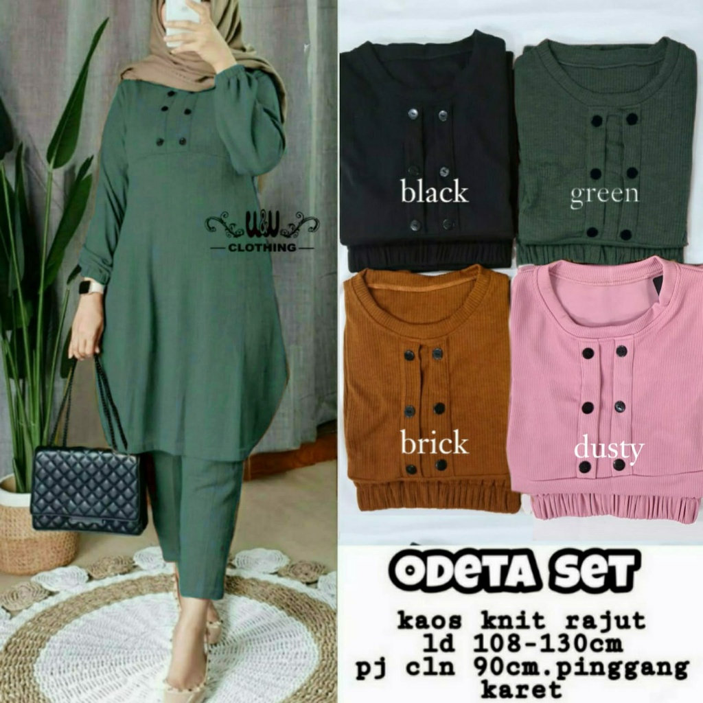 Odeta One Set Setelan Rajut Big Size Jumbo Ld 120 130 Stelan Tunik Celana Polos Jumbo XXXL Terbaru