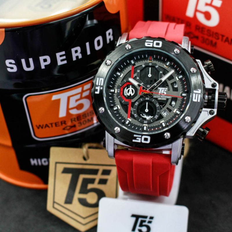 T5 H 3914 G T5 H3914 Jam Tangan Pria T5 H 3914G Original Chronograph Aktif Stopwatch Rubber Strap Water Resist Include box