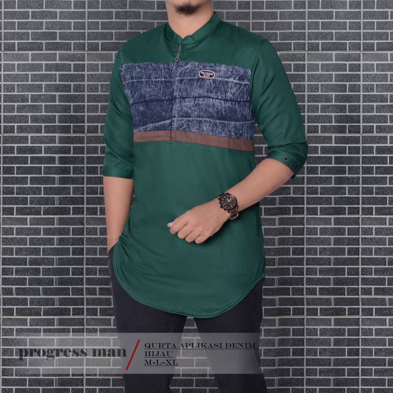 baju koko pakistan pria kurta muslim pria koko denim toyobo kurta pakistan kombinasi denim