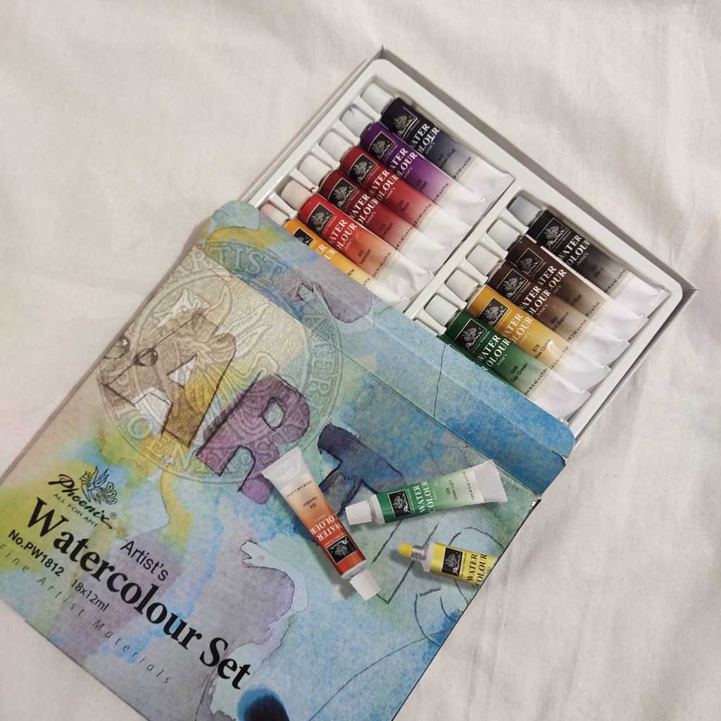 Preloved Cat Air Watercolor Set Phoenix Fine Art Belajar Melukis 18 Warna atau Color