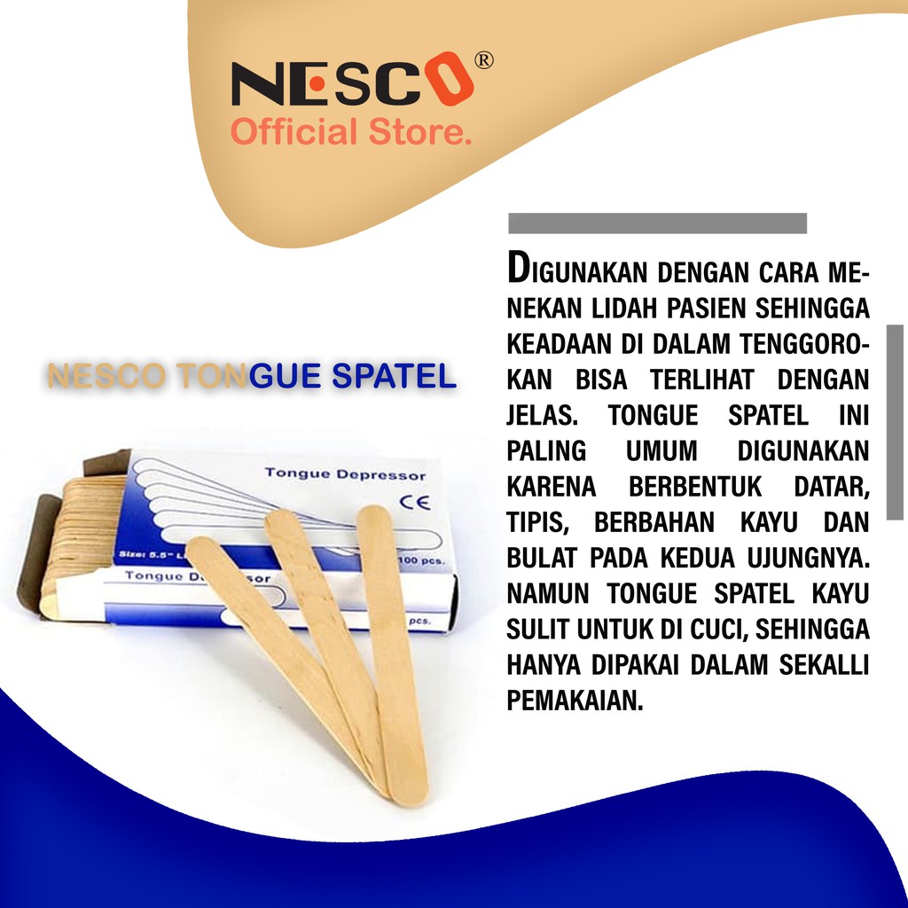 Nesco Tong Spatel Kayu Sudih Lidah Tongue Spatula 100pcs