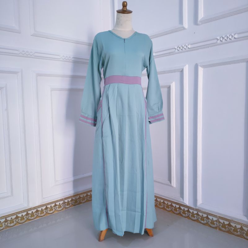 Gamis Dewasa wanita bahan moscrepe Fatonah Shop Grobogan ( Gamis Aqshal Plisket )