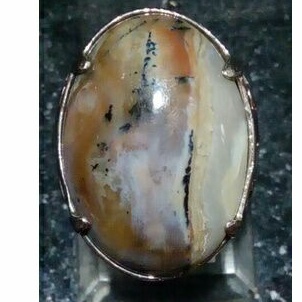 Cincin batu akik natural Panca warna garut lumut hitam bukan edong