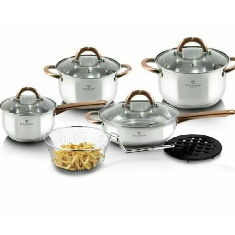 Promo Blauman SS Jumbo Cookware set / Panci Blaumann / Swiden Red diamond/ Panci Stenlis / Panci Set