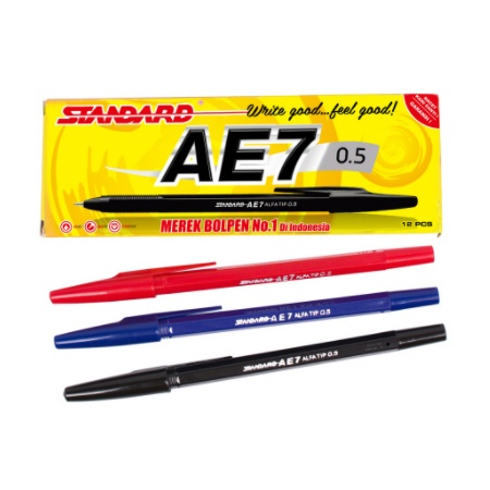 

PULPEN STANDARD PEN AE7 ALFATIP ORIGINAL TINTA HITAM BIRU MERAH BLACK KANTOR ATK GROSIR MURAH AE 7 ASLI BOLPEN BALLPOINT 88santosa88