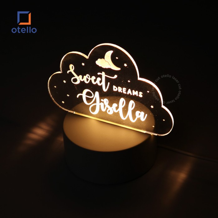 Custom Acrylic Night Lamp Sweet Dreams | Lampu Tidur LED Hias Akrilik Hadiah Pacar Teman Sahabat