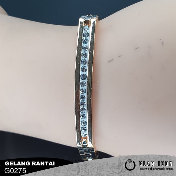 Gelang Pelat Mata Baris Dual tone G0275