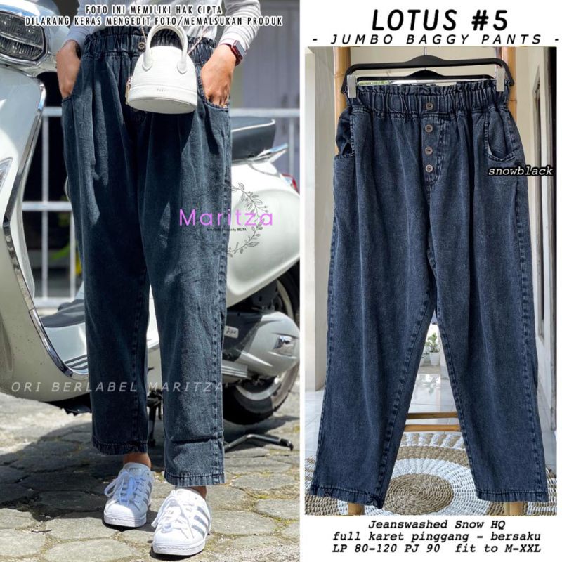 LOTUS #5 JUMBO BAGGY PANTS BY MARITZA (CELANA BAGGY JUMBO) Celana jeans wanita jumbo