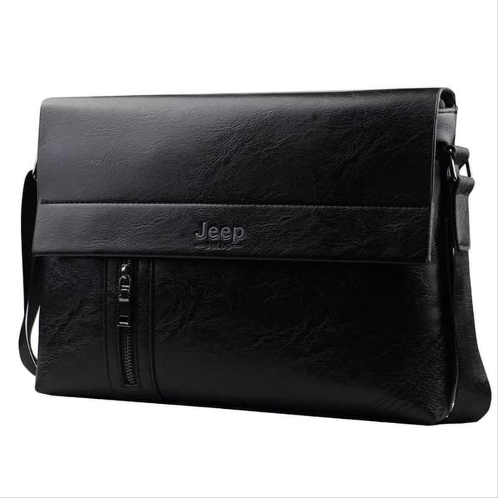 Tas Selempang Kulit Pria Sling Bag Premium Leather Jeep Buluo - Black Berkualitas