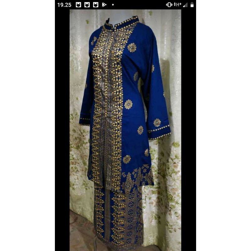 SETELAN COUPLE SONGKET BIRU SILVER