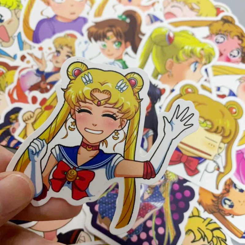 50Pcs/set Sailor Moon Waterproof Refrigerator Skateboard Decoration Mixed Decals Laptop Sticker