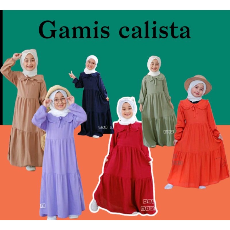 gamis calista ollet. gamis anak perempuan bahan rayon crinkle 1-11 tahun
